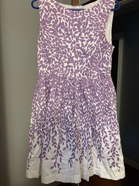Lavender Leaf Print Sleeveless Dress